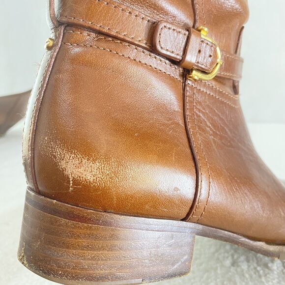 $495 TORY BURCH Nadine BROWN LEATHER Horse Bit Equestrian BOOTS Size 11 #5207 - Picture 13 of 16
